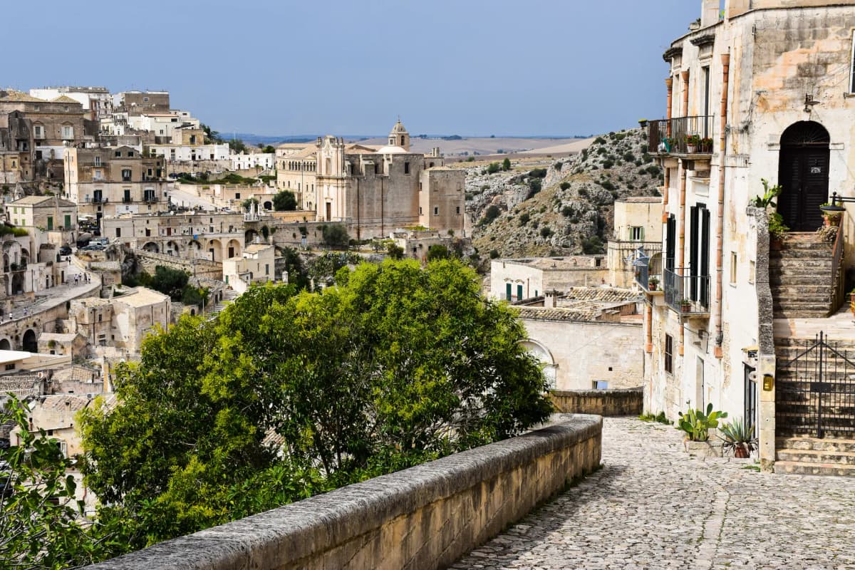 Explore the historic architecture and landscape of Matera in Apulia, Italy.